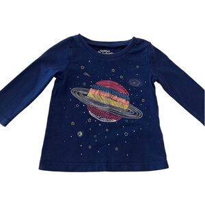 💫$4/ADD ON💫 OshKosh B'gosh Navy Cosmic Planet Long Sleeve Tee | Baby Girls 6 MTH